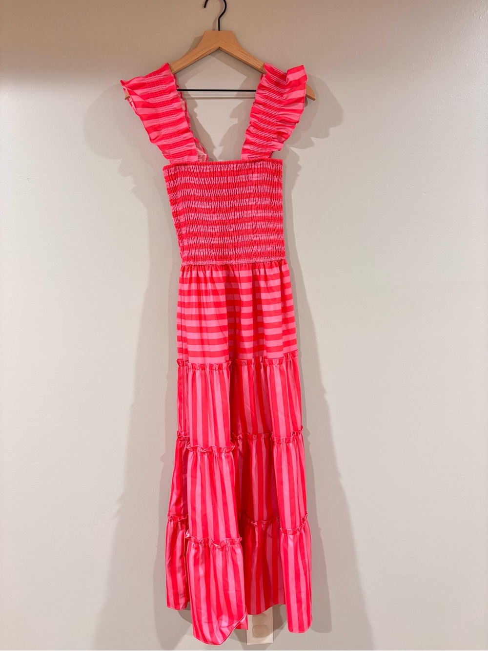 So ME Pink Tiered Ruffle Strap Maxi Dress size small